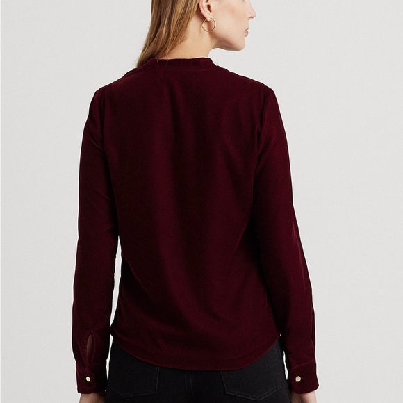 Ralph Lauren Velvet Black Label Suplice Merlot Burgundy Red crossover top size 2 - Picture 7 of 8